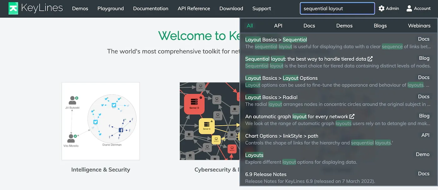 Image showing site search in action