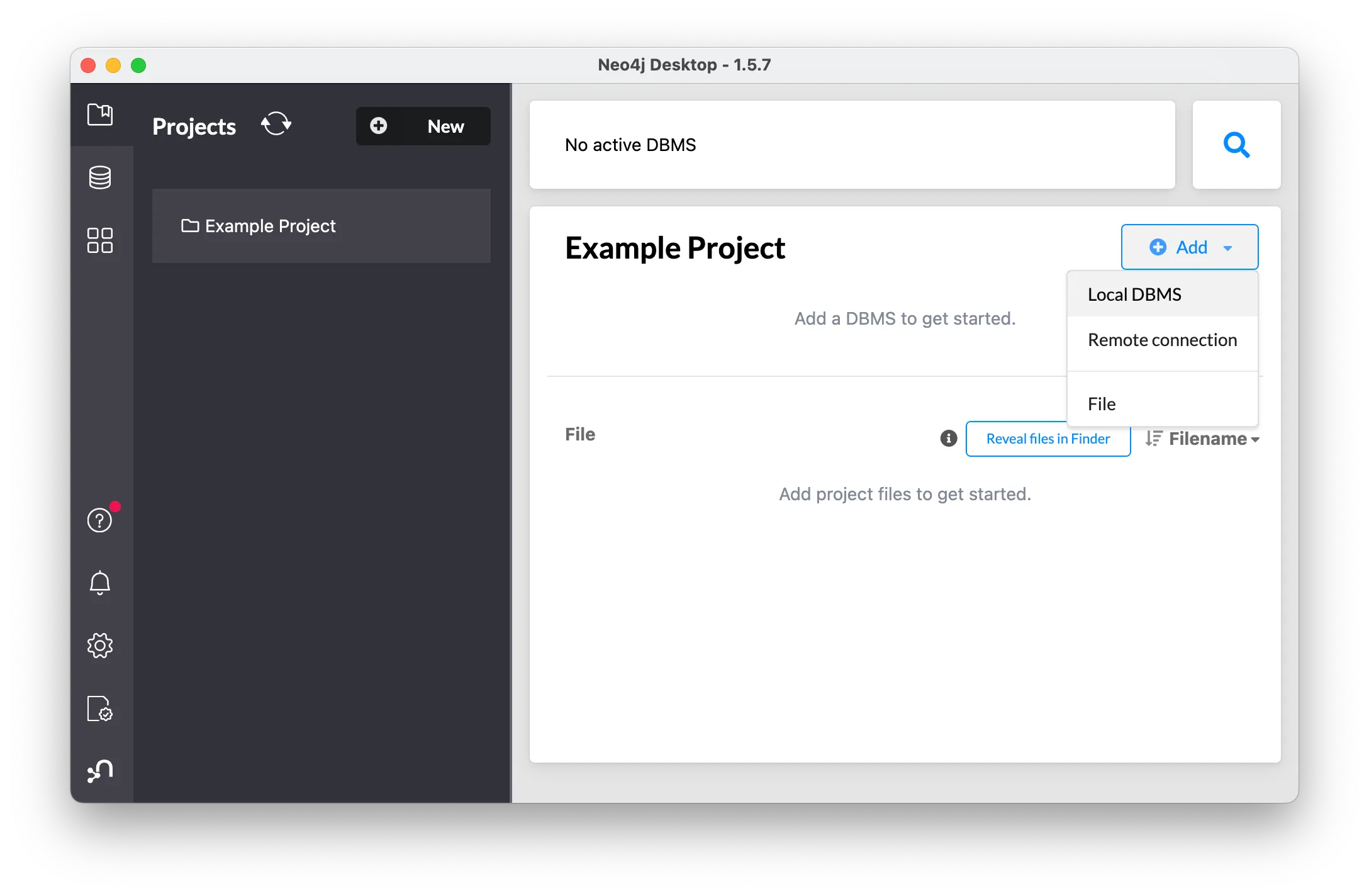 Neo4j desktop Projects window